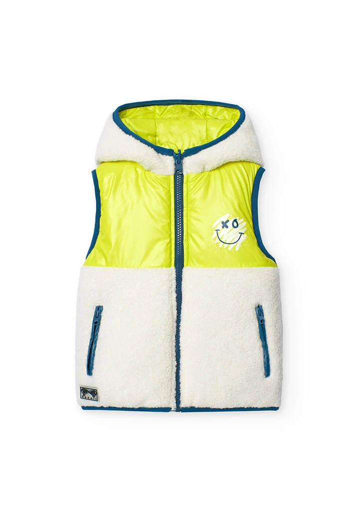 Gilet matelassé à capuche réversible pour garçon en blanc