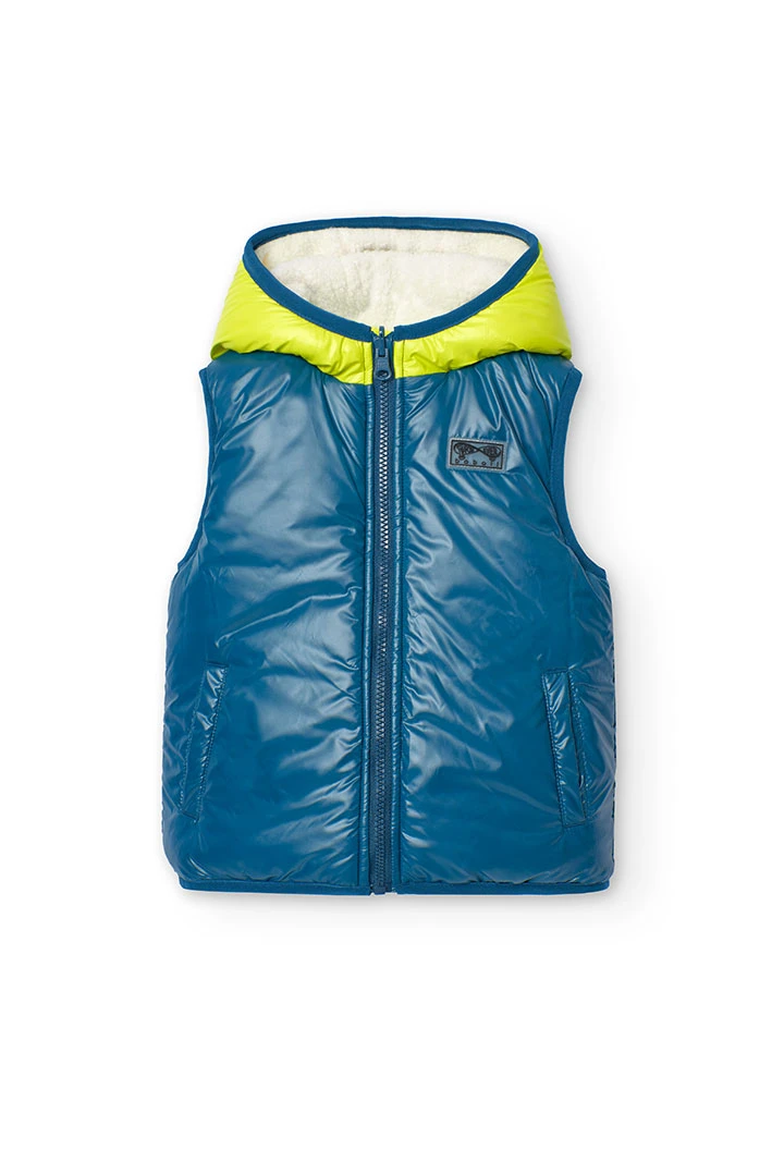 Reversible fleece vest for boys in white