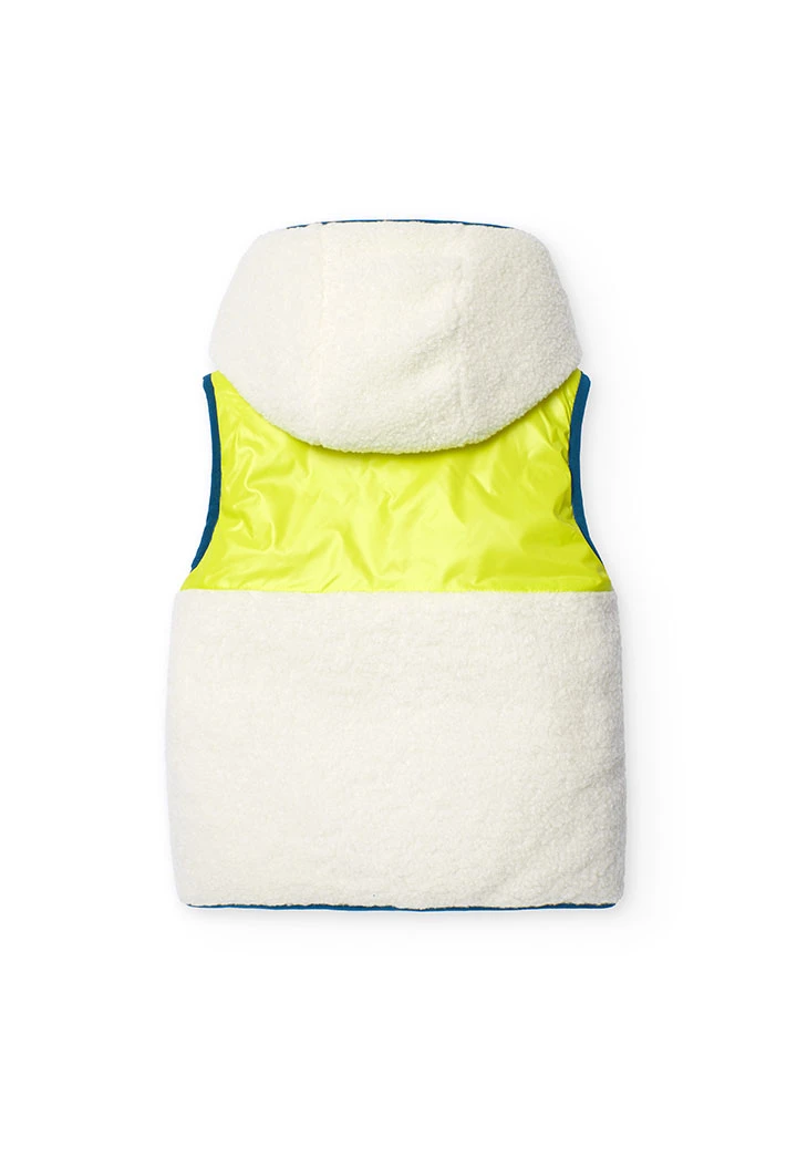 Gilet matelassé à capuche réversible pour garçon en blanc