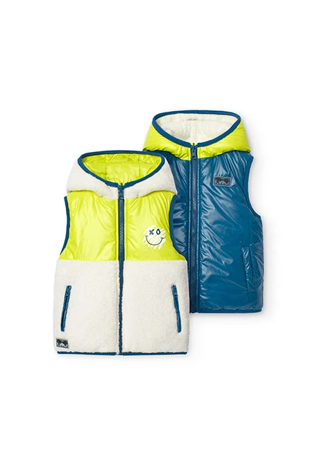 Reversible fleece vest for boys in white