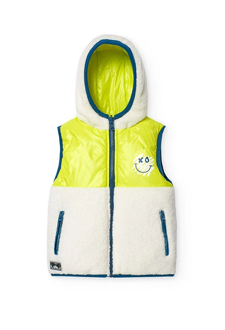 Reversible fleece vest for boys in white