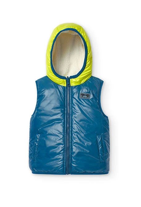 Reversible fleece vest for boys in white