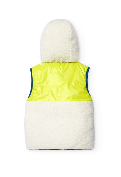 Reversible fleece vest for boys in white