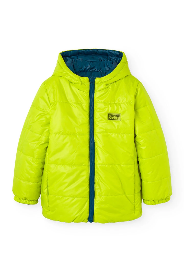 Parka reversibile per bambino stampata in colore verde scuro