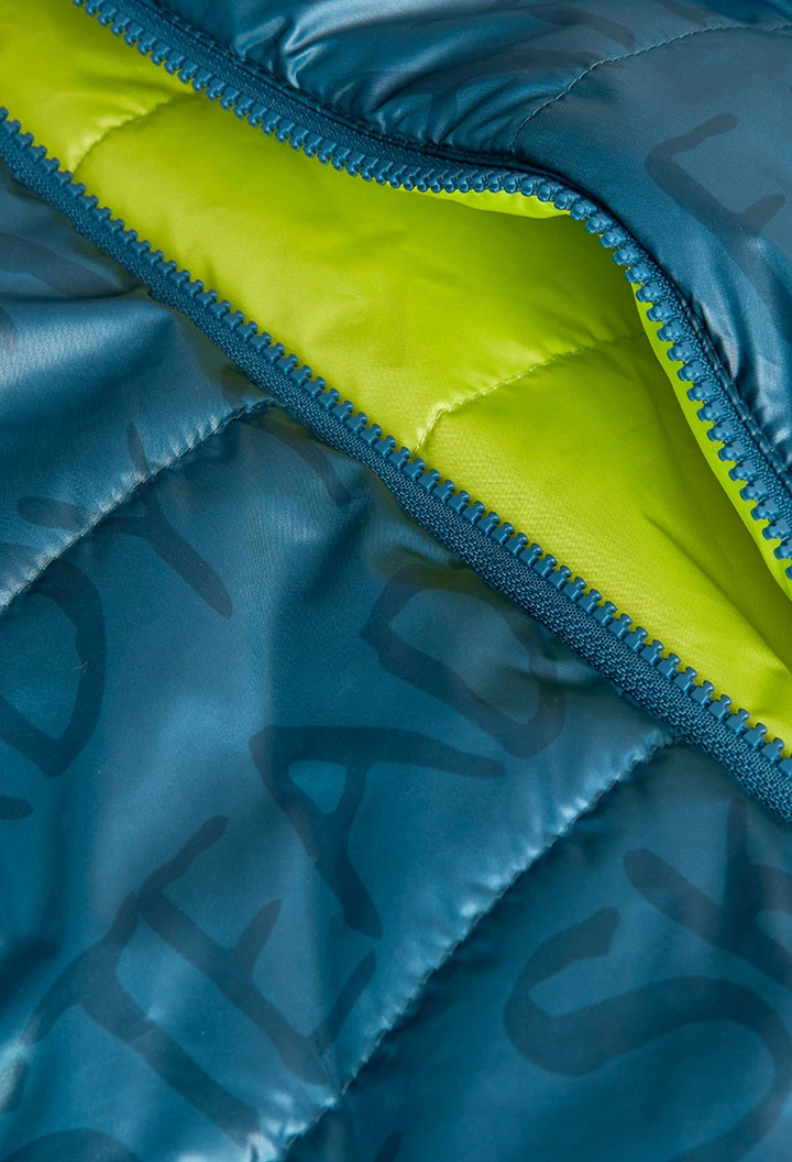 Parka reversibile per bambino stampata in colore verde scuro