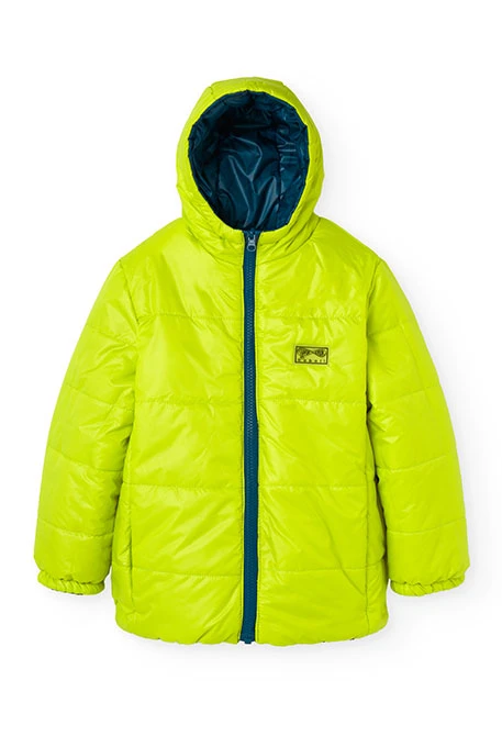 Parka réversible pour garçon imprimée en vert foncé