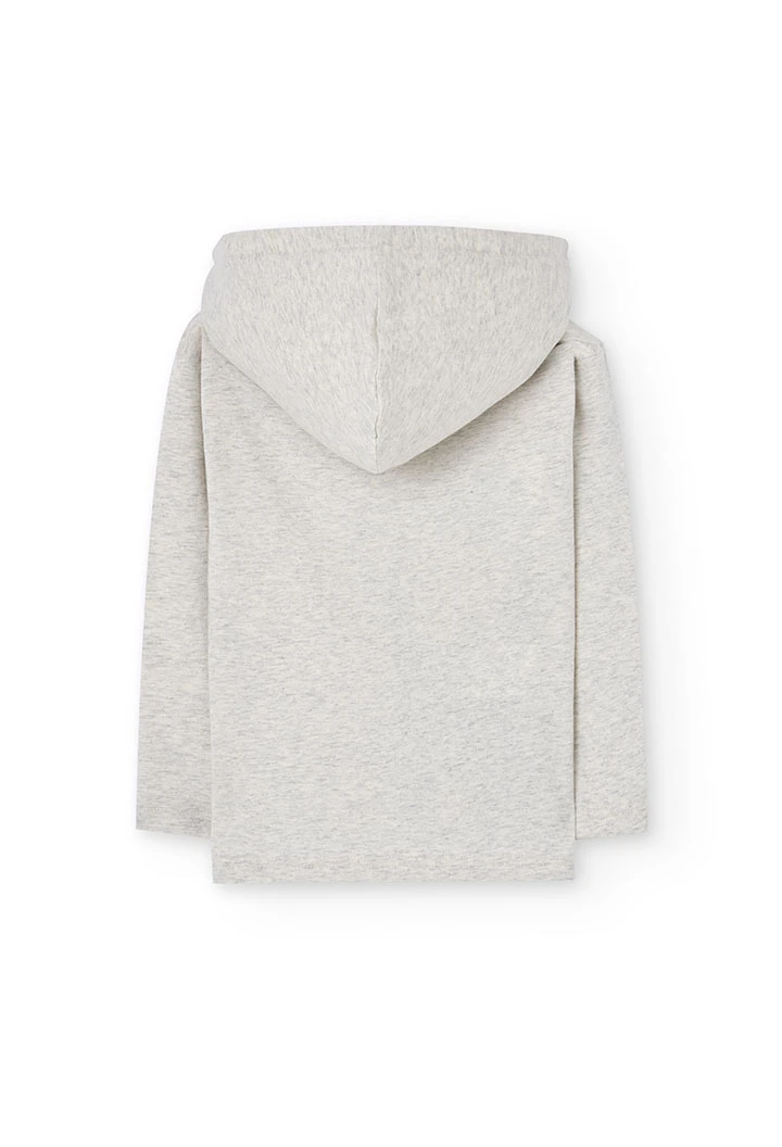 Knitted hoodie T-shirt for boys in off-white