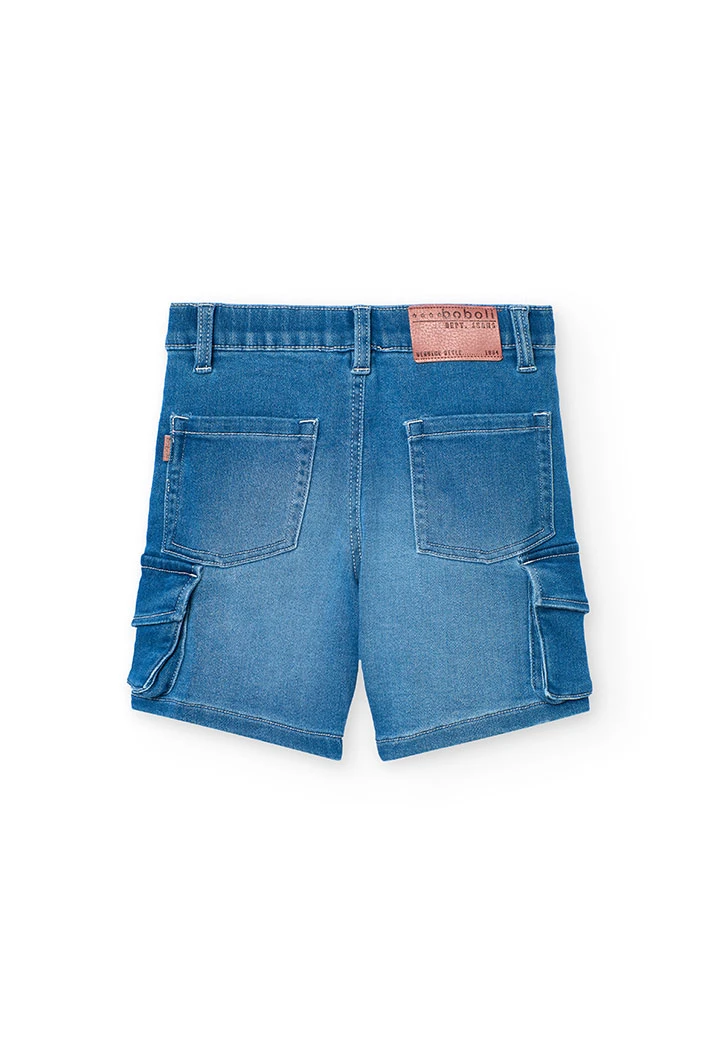 Bermuda cargo in denim per bambino di colore blu