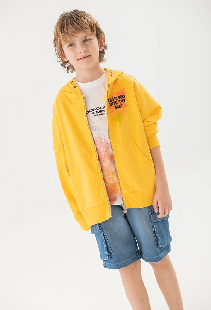 Giacca di felpa per bambino di colore giallo