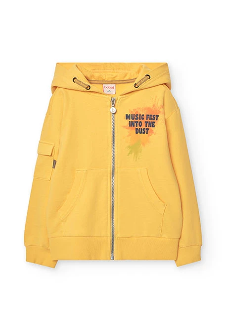 Veste en molleton pour garçon de couleur jaune