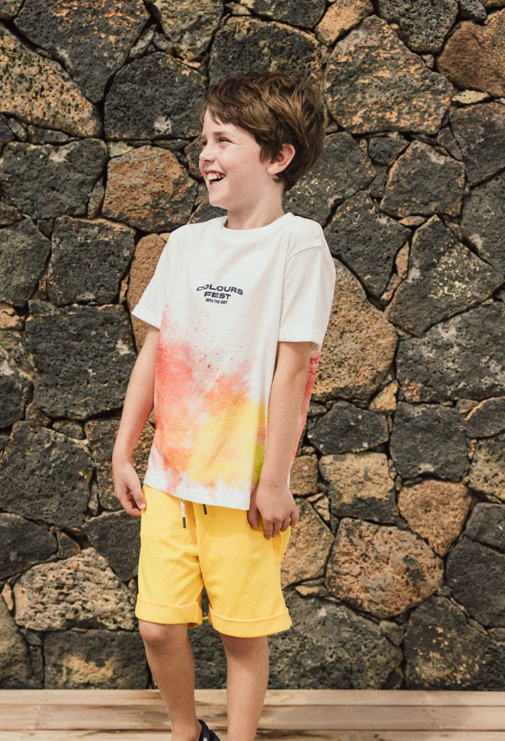 Bermuda in felpa per bambino di colore giallo