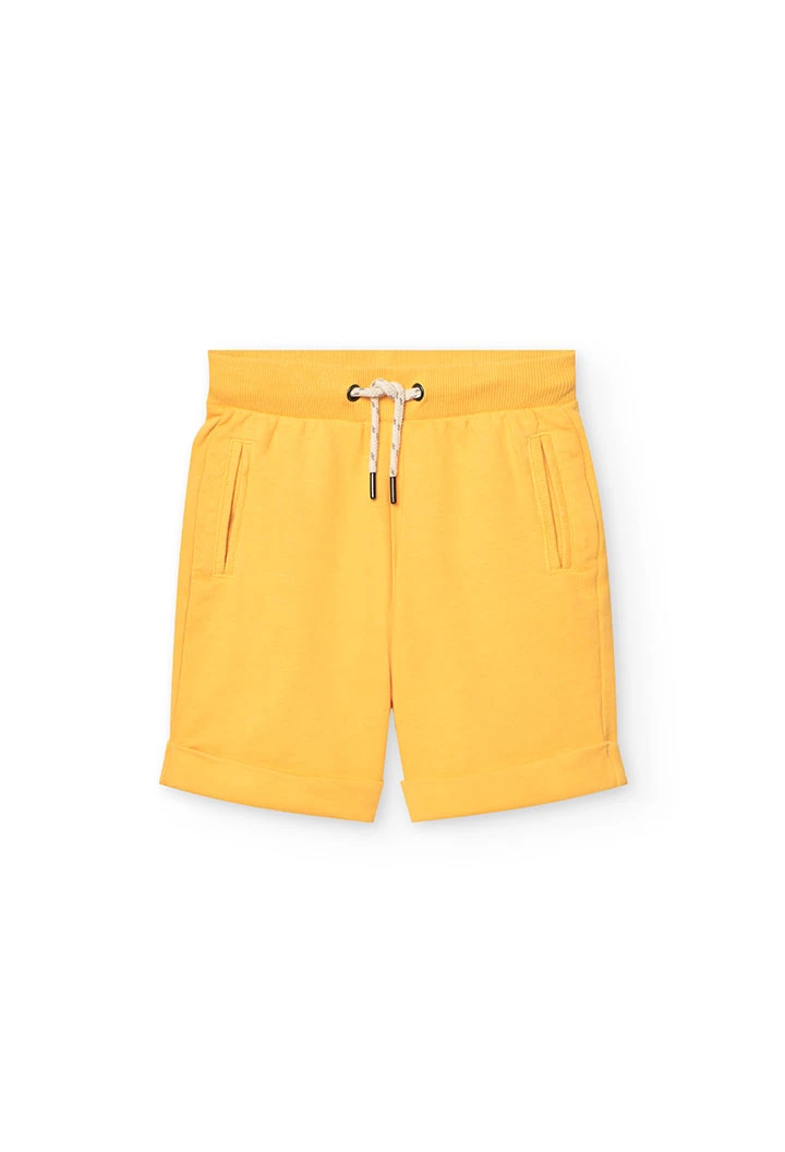 Bermuda in felpa per bambino di colore giallo