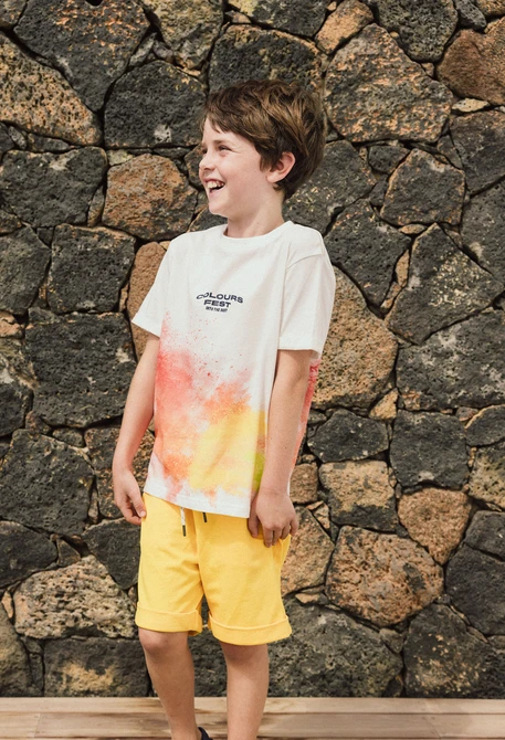 Bermuda in felpa per bambino di colore giallo