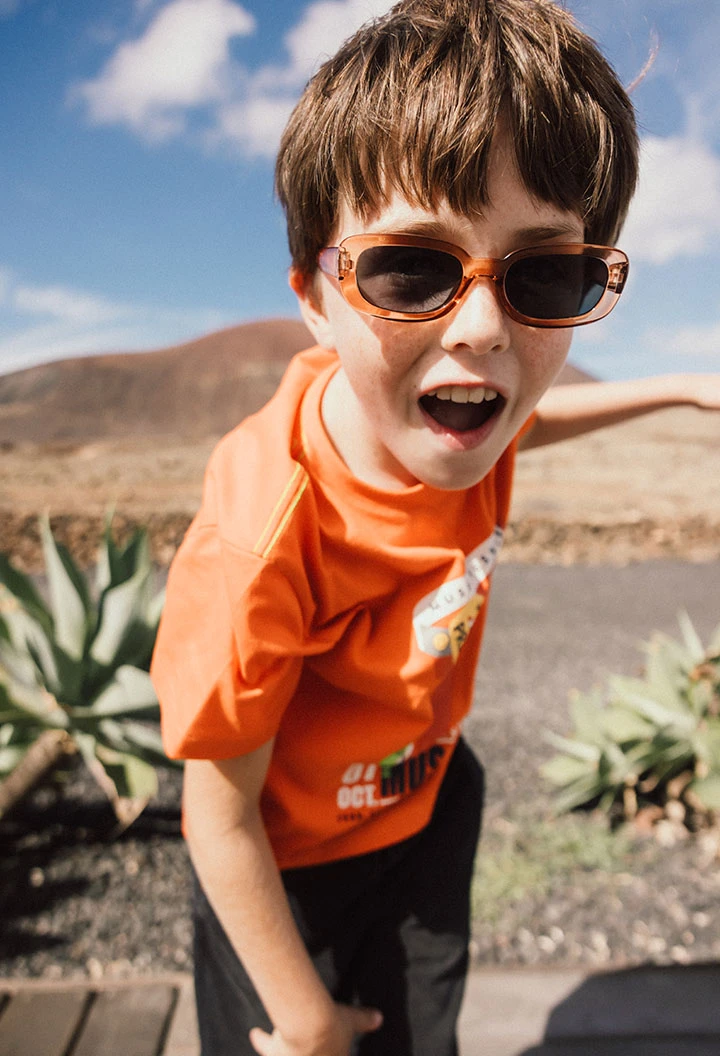 Jungen-Strick-T-Shirt in Orange