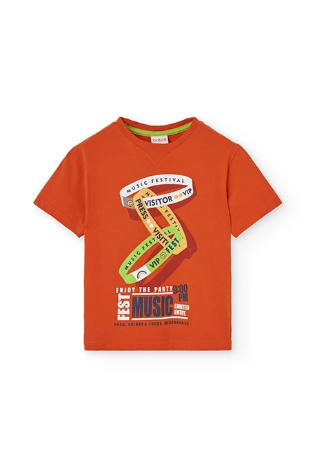 Camiseta de punto para niño en color naranja