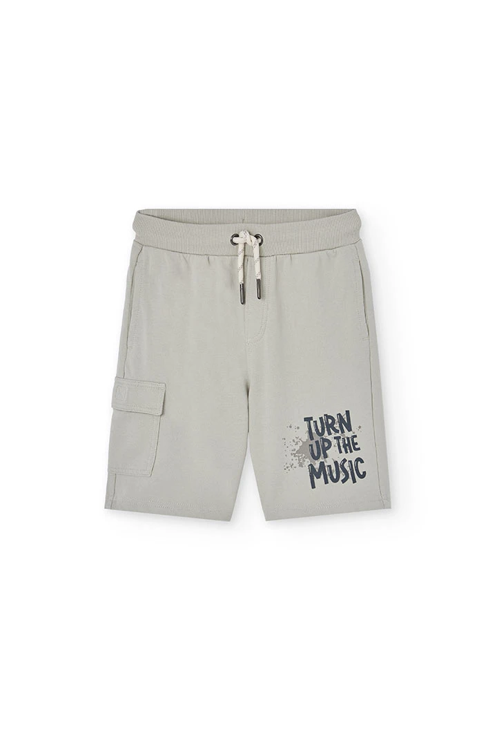 Bermuda in felpa per bambino di colore beige