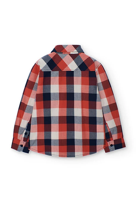 Chemise garçon à carreaux rouge marine blanc