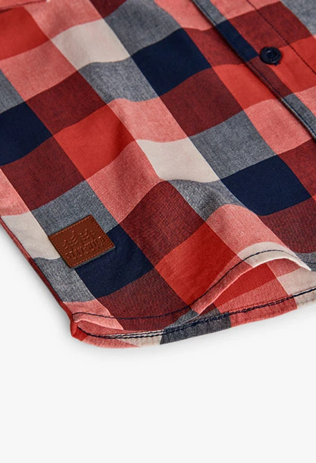 Chemise garçon à carreaux rouge marine blanc