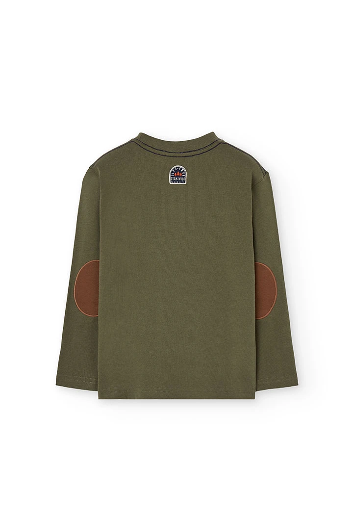 Green cotton mountain t-shirt for boy