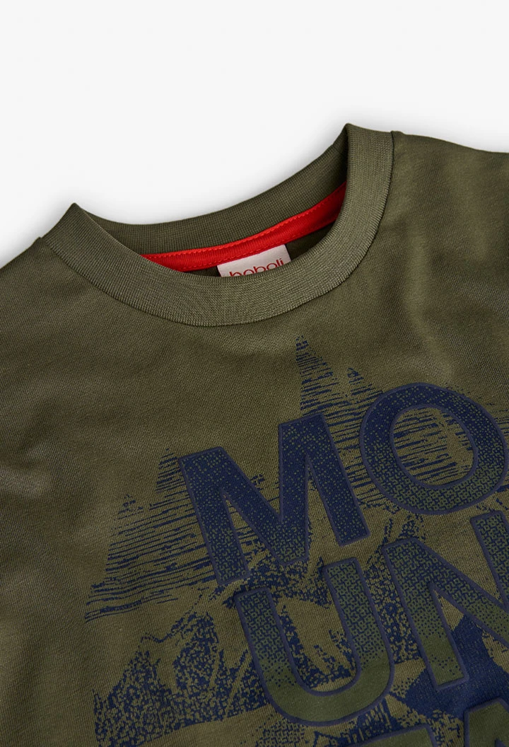 Grünes Baumwoll-T-Shirt Jungen Berge