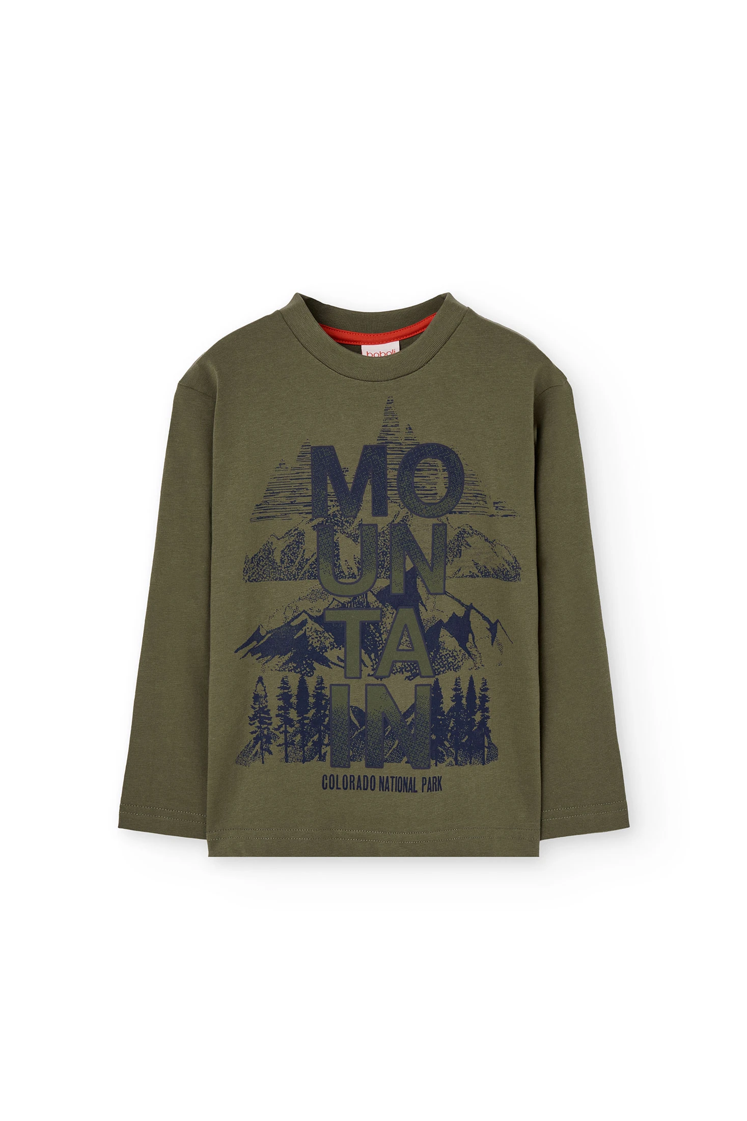 Maglietta bambino cotone verde montagne