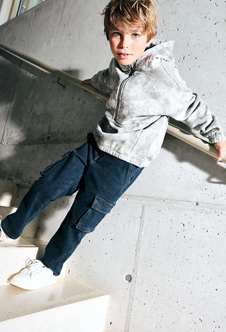 Pantalone denim bambino blu navy