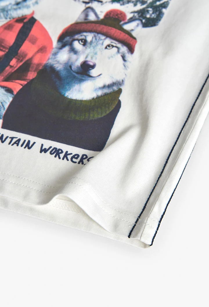 Camisola menino algodão branco animais