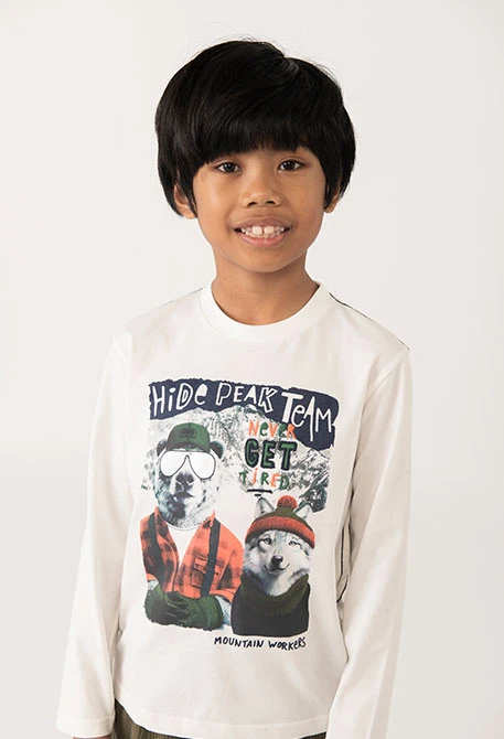 T-shirt garçon coton blanc animaux