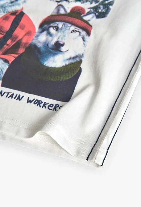 T-shirt garçon coton blanc animaux