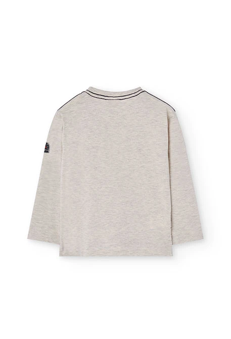 Maglietta bambino in cotone stampato beige