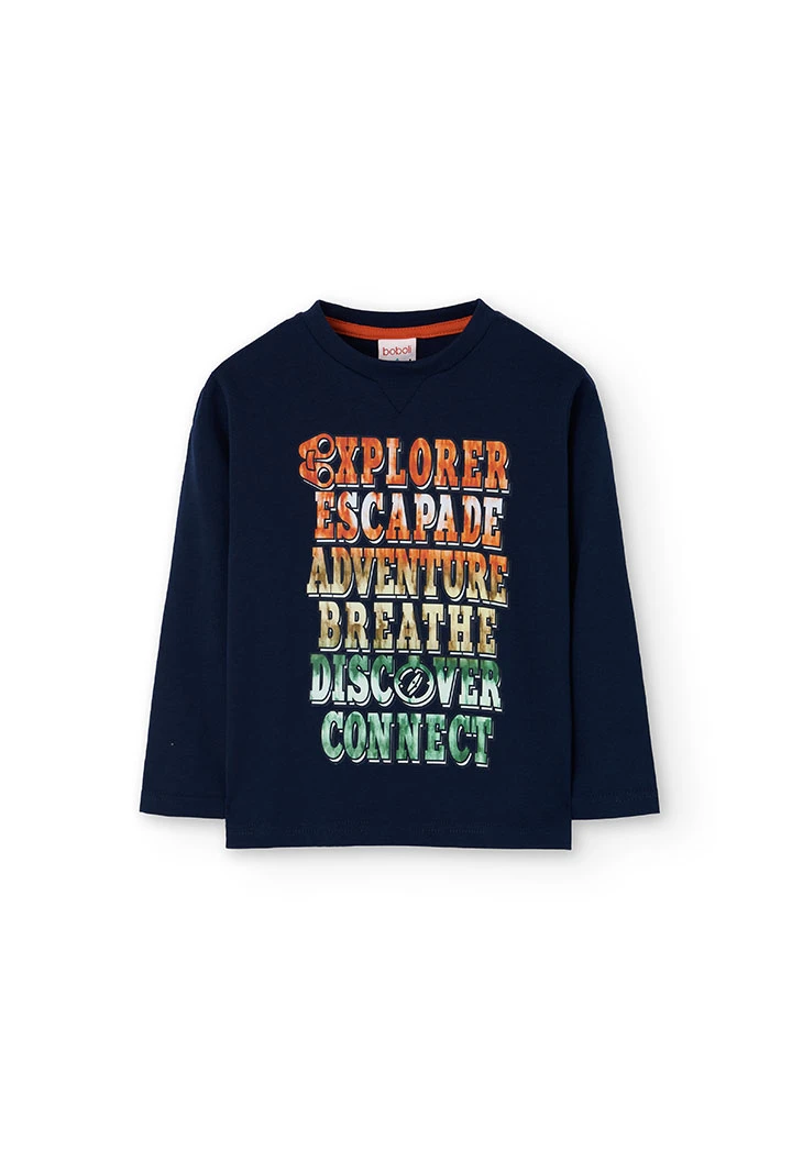 Marineblaues Baumwoll-T-Shirt für Jungen