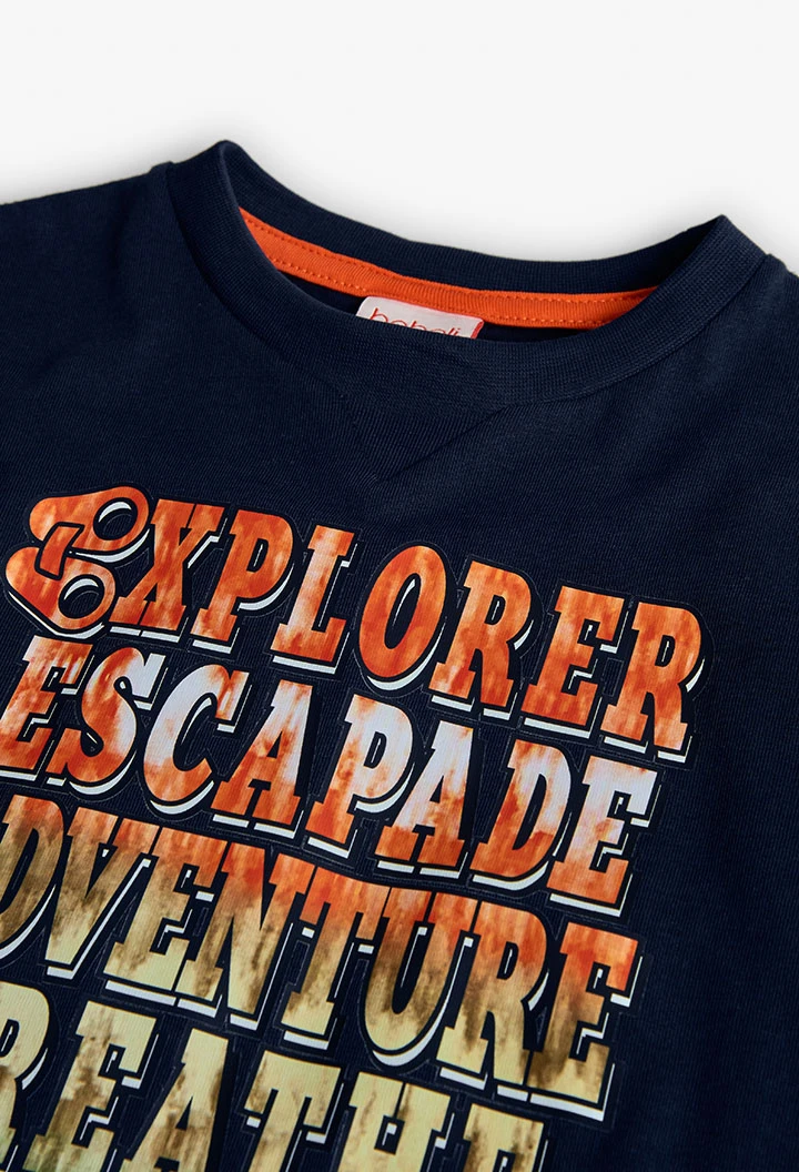 Navy blue cotton t-shirt for boy