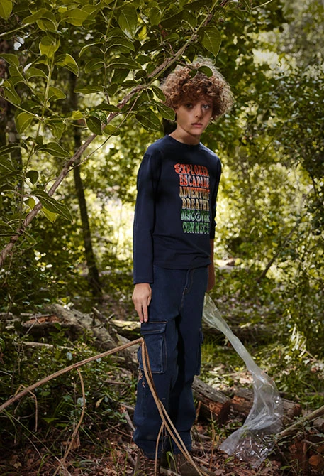 T-shirt garçon en coton bleu marine