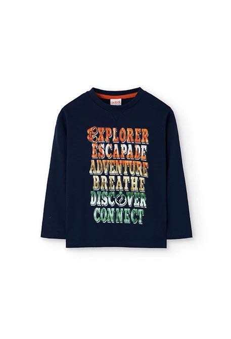 T-shirt garçon en coton bleu marine