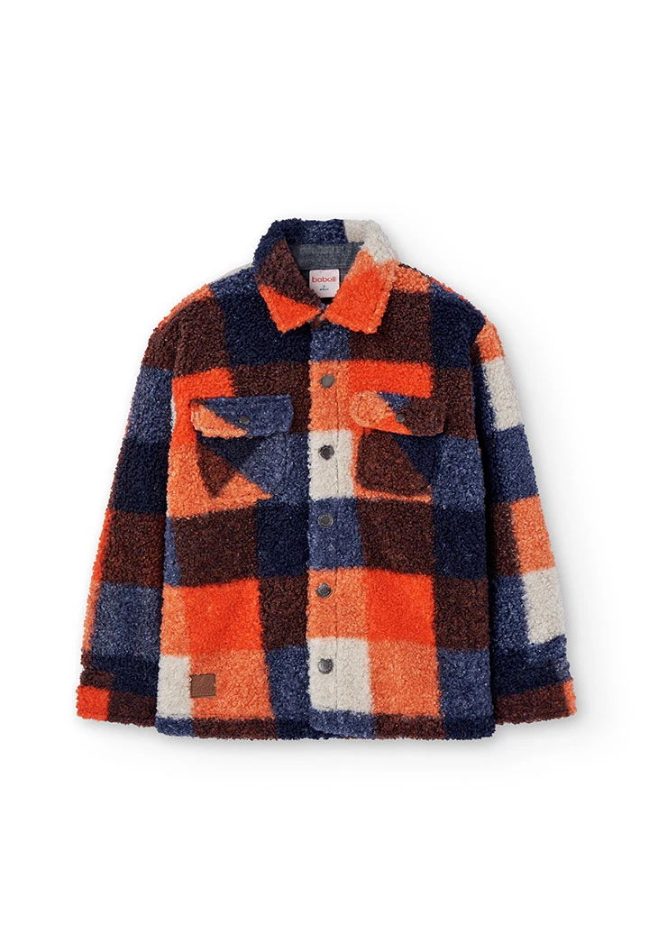 Veste en sherpa à carreaux pour garçon