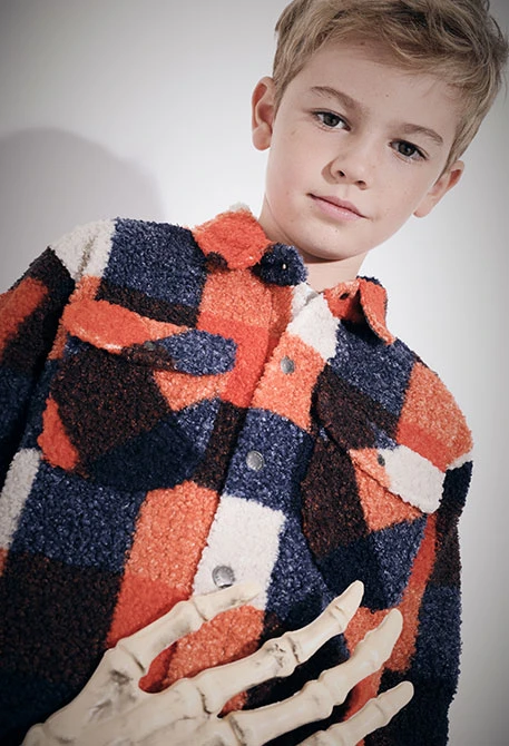 Veste en sherpa à carreaux pour garçon