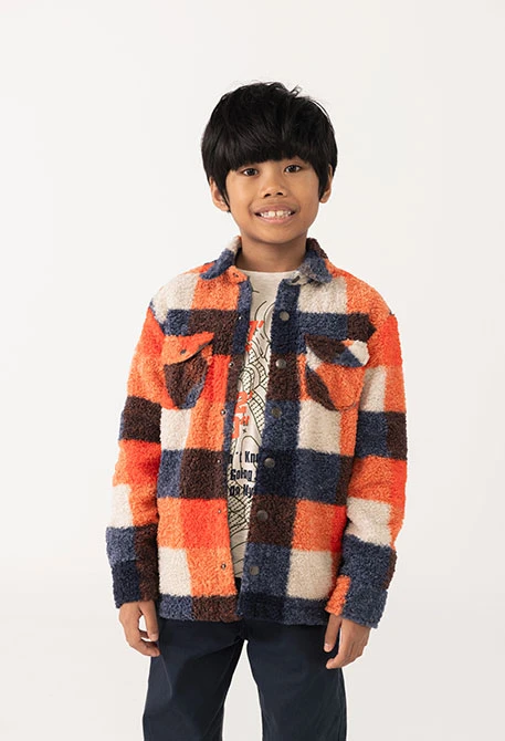 Veste en sherpa à carreaux pour garçon