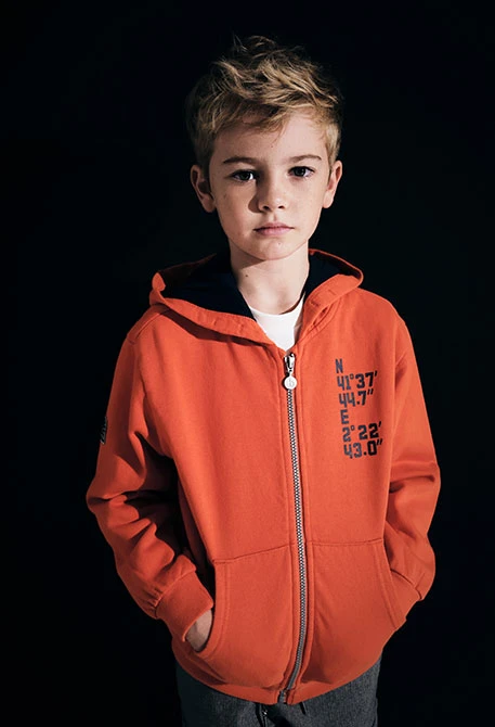 Veste garçon en molleton orange