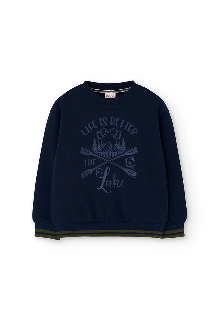 Felpa bambino in pile blu navy remi