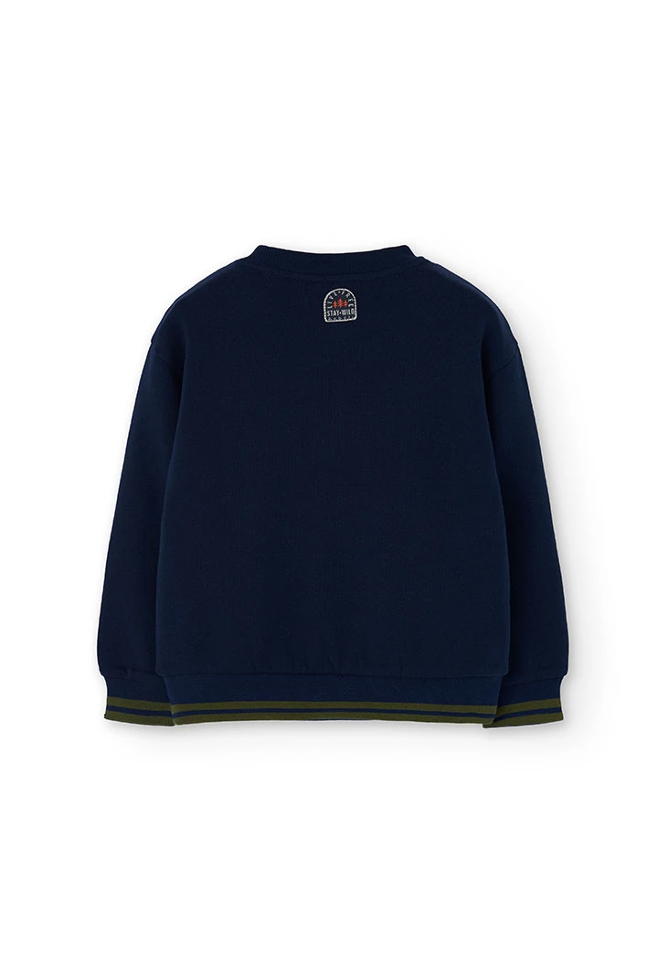 Navy blue boy´s sweatshirt with oars fleece