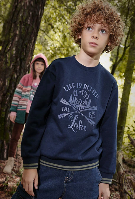 Felpa bambino in pile blu navy remi