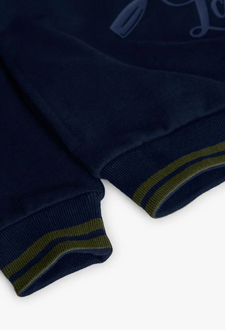 Navy blue boy´s sweatshirt with oars fleece