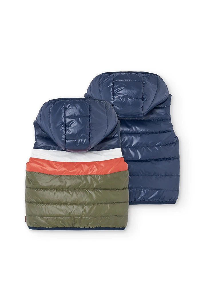 Gilet réversible pour garçon en tissu technique bleu marine