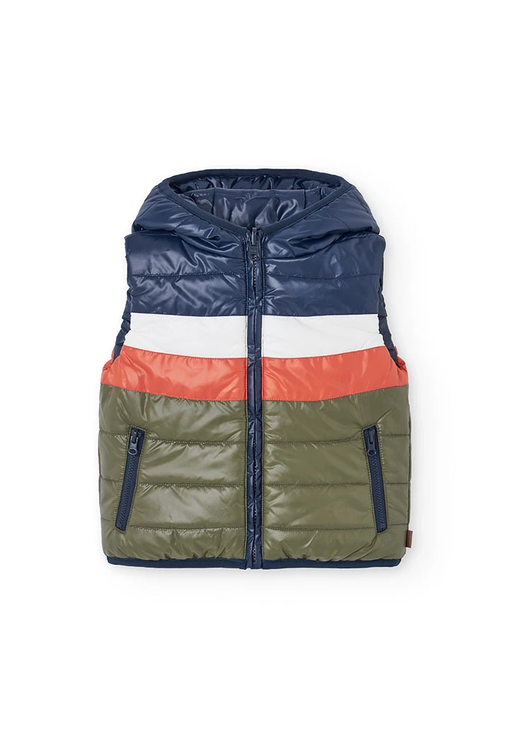 Boy´s reversible gilet in navy blue technical fabric