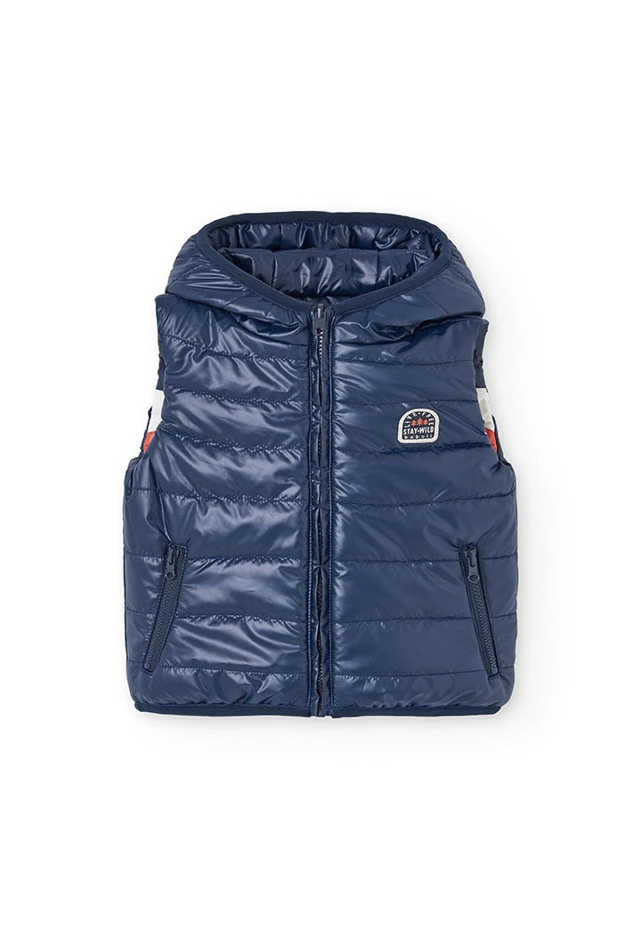 Gilet réversible pour garçon en tissu technique bleu marine