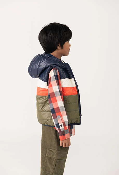Gilet bambino reversibile in tessuto tecnico blu navy