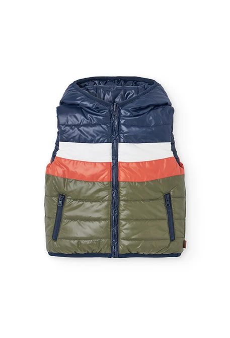 Gilet réversible pour garçon en tissu technique bleu marine