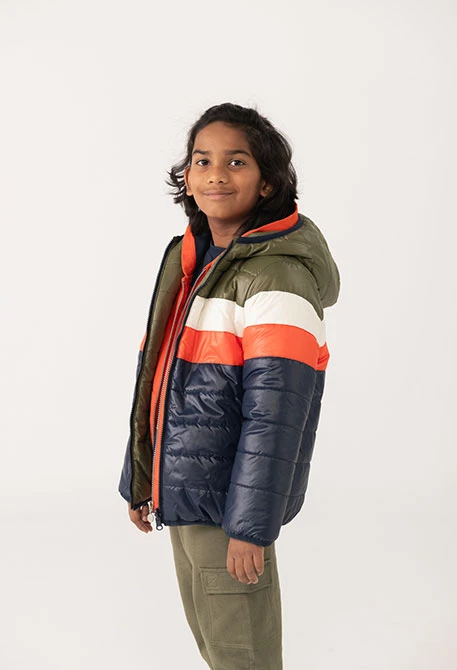 Reversible technical fabric boy´s parka