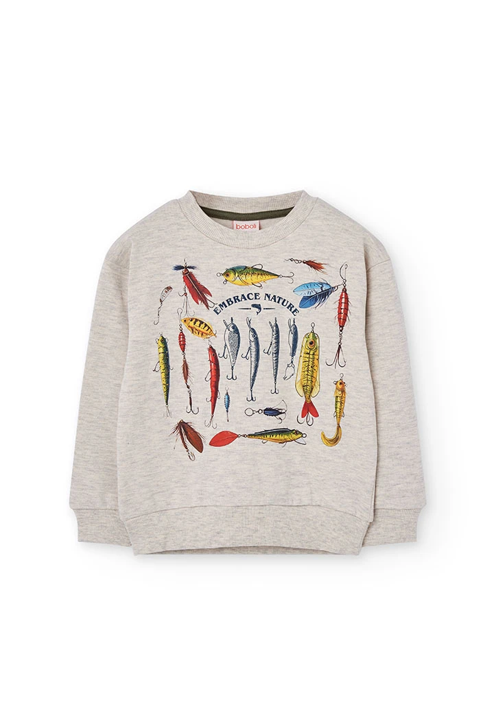 Conjunto menino algodão branco iscos de pesca