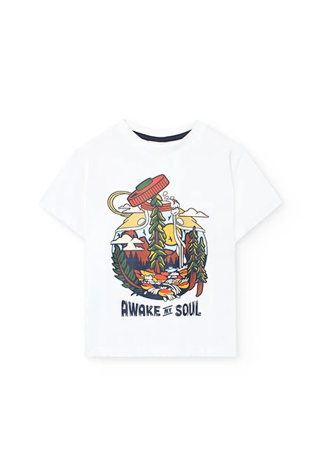 T-shirt garçon coton blanc